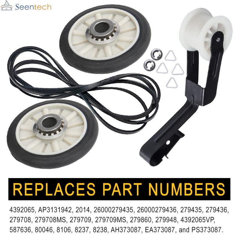 Seentech 4392065 Dryer Repair Kit With 349241T Drum Roller Kit, 691366 Idler Pulley 341241 Belt by Seentech - Exact fit for Whirlpool & Kenmore Dryers - Replaces AP3131942 AP3098345 AP6010582 WP691366 - Image 3